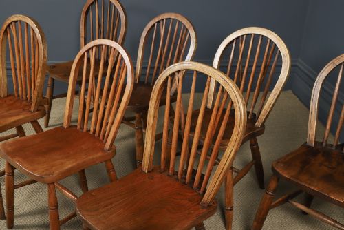 ANTIQUE ENGLISH SET OF 8 EIGHT ASH ELM WINDSOR HOOP STICK BACK KITCHEN DINING CHAIRS CIRCA 1910 - ADDITIONAL PHOTO 4