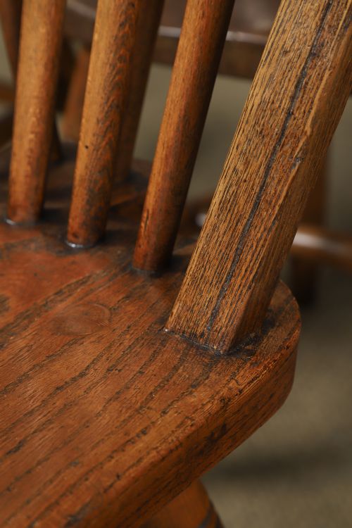 ANTIQUE ENGLISH SET OF 6 SIX ASH ELM WINDSOR HOOP STICK BACK KITCHEN DINING CHAIRS CIRCA 1910 - ADDITIONAL PHOTO 3
