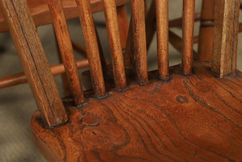 ANTIQUE ENGLISH SET OF 6 SIX ASH ELM WINDSOR HOOP STICK BACK KITCHEN DINING CHAIRS CIRCA 1910 - ADDITIONAL PHOTO 4