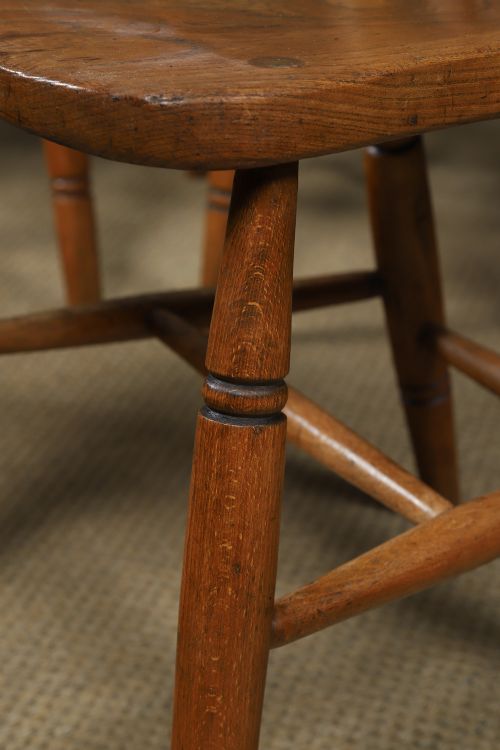 ANTIQUE ENGLISH SET OF 6 SIX ASH ELM WINDSOR HOOP STICK BACK KITCHEN DINING CHAIRS CIRCA 1910 - ADDITIONAL PHOTO 7
