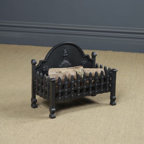 ANTIQUE ENGLISH 18TH CENTURY NEO CLASSICAL RENAISSANCE STYLE CAST IRON OPEN FIRE GRATE LOG BASKET FIREPLACE CIRCA 1920