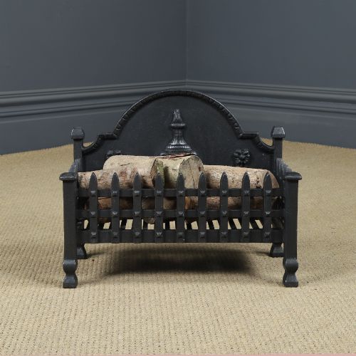 ANTIQUE ENGLISH 18TH CENTURY NEO CLASSICAL RENAISSANCE STYLE CAST IRON OPEN FIRE GRATE LOG BASKET FIREPLACE CIRCA 1920 - ADDITIONAL PHOTO 1