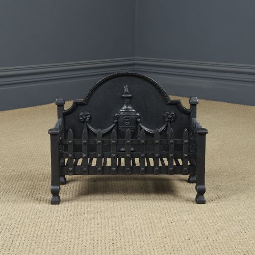 ANTIQUE ENGLISH 18TH CENTURY NEO CLASSICAL RENAISSANCE STYLE CAST IRON OPEN FIRE GRATE LOG BASKET FIREPLACE CIRCA 1920 - ADDITIONAL PHOTO 3