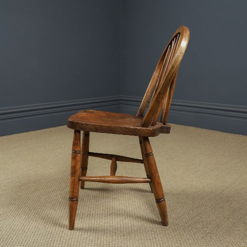 ANTIQUE ENGLISH SET OF 4 FOUR ASH ELM WINDSOR HOOP STICK BACK KITCHEN DINING CHAIRS CIRCA 1910 - ADDITIONAL PHOTO 5