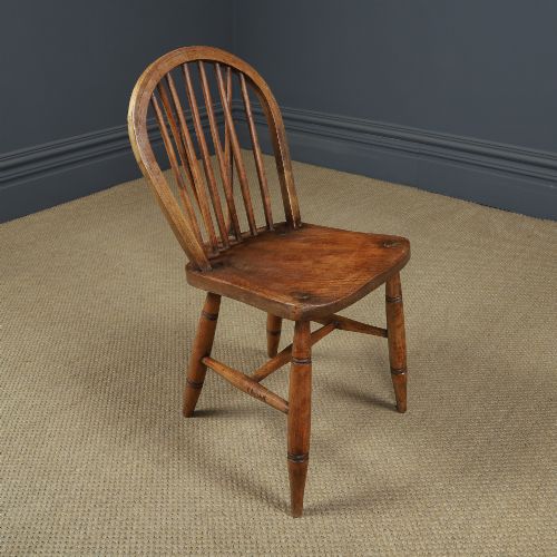 ANTIQUE ENGLISH SET OF 4 FOUR ASH ELM WINDSOR HOOP STICK BACK KITCHEN DINING CHAIRS CIRCA 1910 - ADDITIONAL PHOTO 6