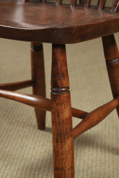 ANTIQUE ENGLISH SET OF 4 FOUR ASH ELM WINDSOR HOOP STICK BACK KITCHEN DINING CHAIRS CIRCA 1910 - ADDITIONAL PHOTO 7