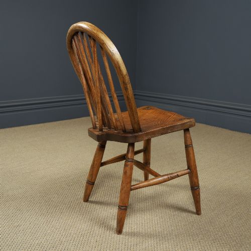 ANTIQUE ENGLISH SET OF 4 FOUR ASH ELM WINDSOR HOOP STICK BACK KITCHEN DINING CHAIRS CIRCA 1910 - ADDITIONAL PHOTO 10