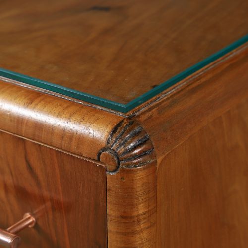 ANTIQUE ENGLISH ART DECO WALNUT GLASS SKYSCRAPER PEDESTAL OFFICE WRITING DESK CIRCA 1930 - ADDITIONAL PHOTO 6