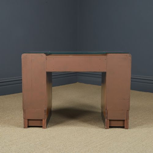 ANTIQUE ENGLISH ART DECO WALNUT GLASS SKYSCRAPER PEDESTAL OFFICE WRITING DESK CIRCA 1930 - ADDITIONAL PHOTO 13
