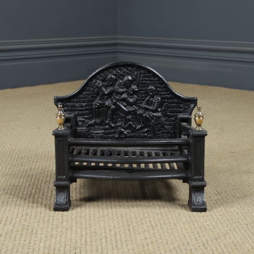 SMALL ANTIQUE ENGLISH 18TH CENTURY STYLE NEO GOTHIC CAST IRON OPEN FIRE GRATE LOG BASKET FIREPLACE CIRCA 1920 - ADDITIONAL PHOTO 4
