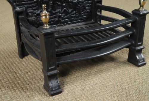 SMALL ANTIQUE ENGLISH 18TH CENTURY STYLE NEO GOTHIC CAST IRON OPEN FIRE GRATE LOG BASKET FIREPLACE CIRCA 1920 - ADDITIONAL PHOTO 6