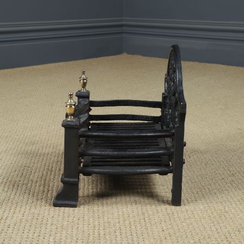 SMALL ANTIQUE ENGLISH 18TH CENTURY STYLE NEO GOTHIC CAST IRON OPEN FIRE GRATE LOG BASKET FIREPLACE CIRCA 1920 - ADDITIONAL PHOTO 11