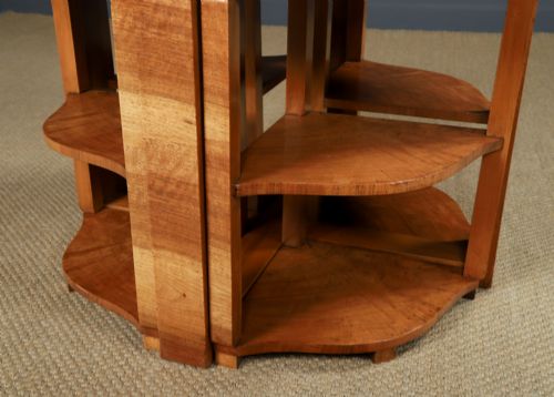 fig 3. An Art Deco round walnut nest of five occasional tables featuring four quadrant side tables fitted beneath a central coffee table top.