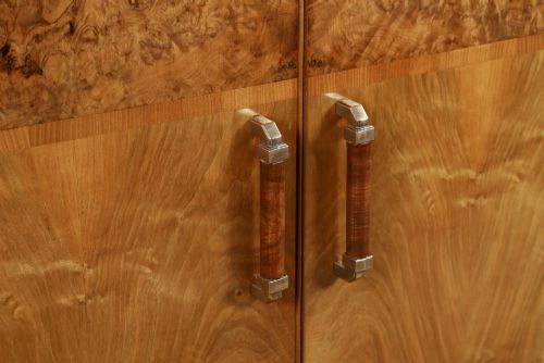fig 2. Small Antique English Art Deco Walnut Two Door Tallboy Compactum Armoire (Circa 1930)