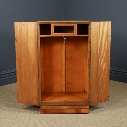 fig 5. Small Antique English Art Deco Walnut Two Door Tallboy Compactum Armoire (Circa 1930)