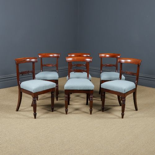 Antique English Georgian Set of Six 6 Mahogany Dining Chairs (Circa 1830)