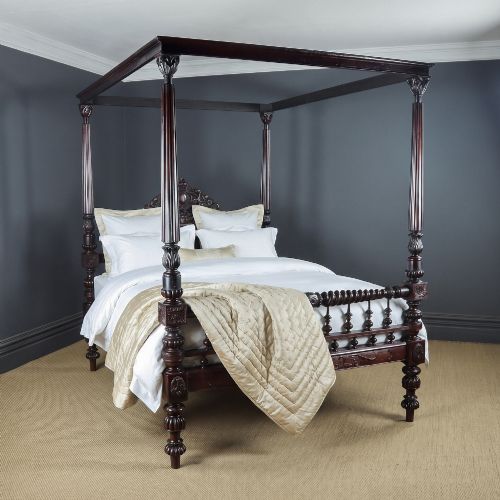Antique Victorian Anglo-indian Mahogany Four Poster Bed - 5ft 8” / King Size / Colonial / Raj (Circa 1860)