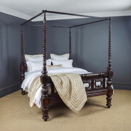 Antique Victorian William IV Design Anglo Indian King Size Four Poster Bed (Circa 1870)