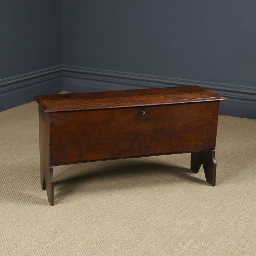 Antique English 17th Century Oak Coffer – Six Plank Sword Chest, Blanket Box & Ottoman (Circa 1650–1680)