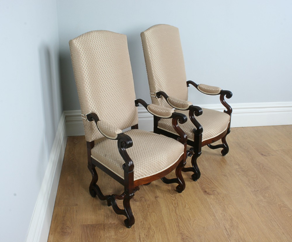 Pair of French Fauteuil Rococo Upholstered Rosewood Armchairs (Circa 1860)