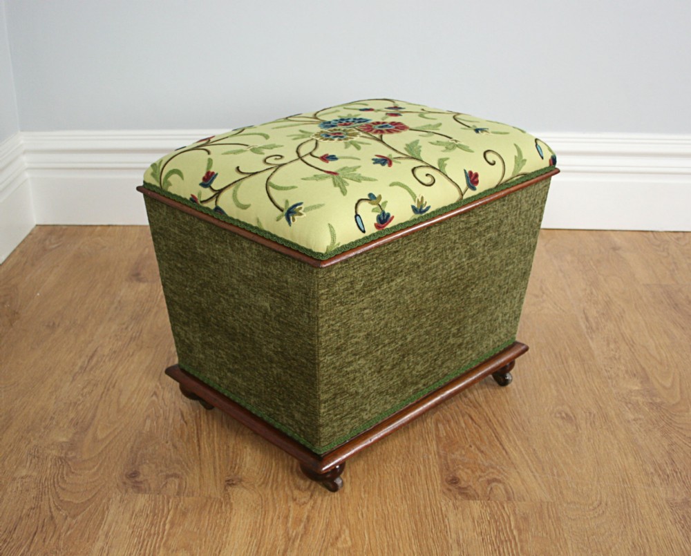 Edwardian Mahogany Upholstered Concave Ottoman (Circa 1910)