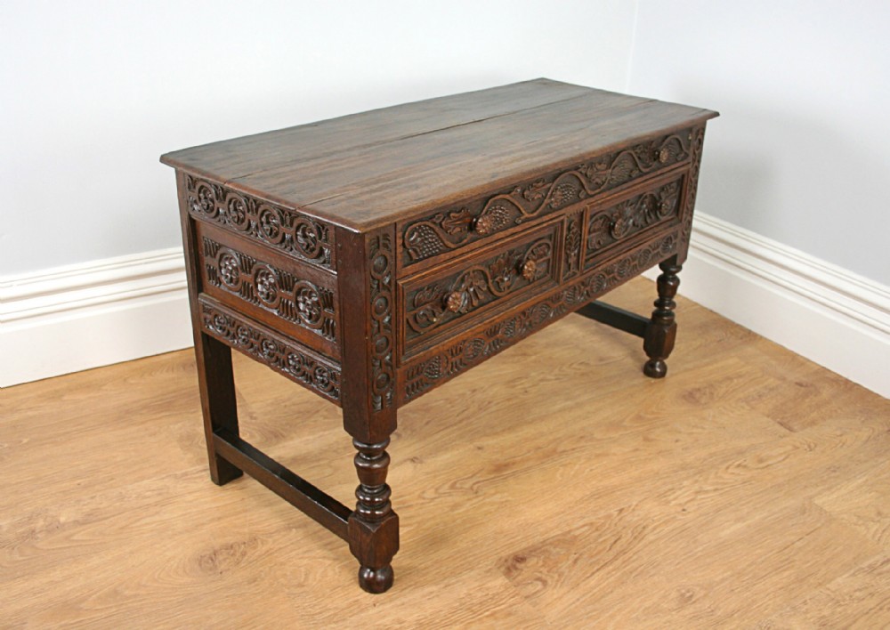George III Welsh Oak Three-Drawer Carved Dresser Serving Base (Circa 1780)