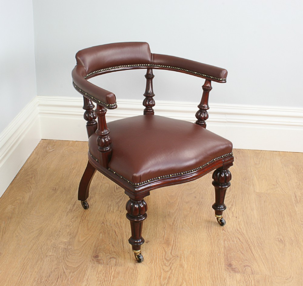 William IV Mahogany Leather Office Armchair (Circa 1840)