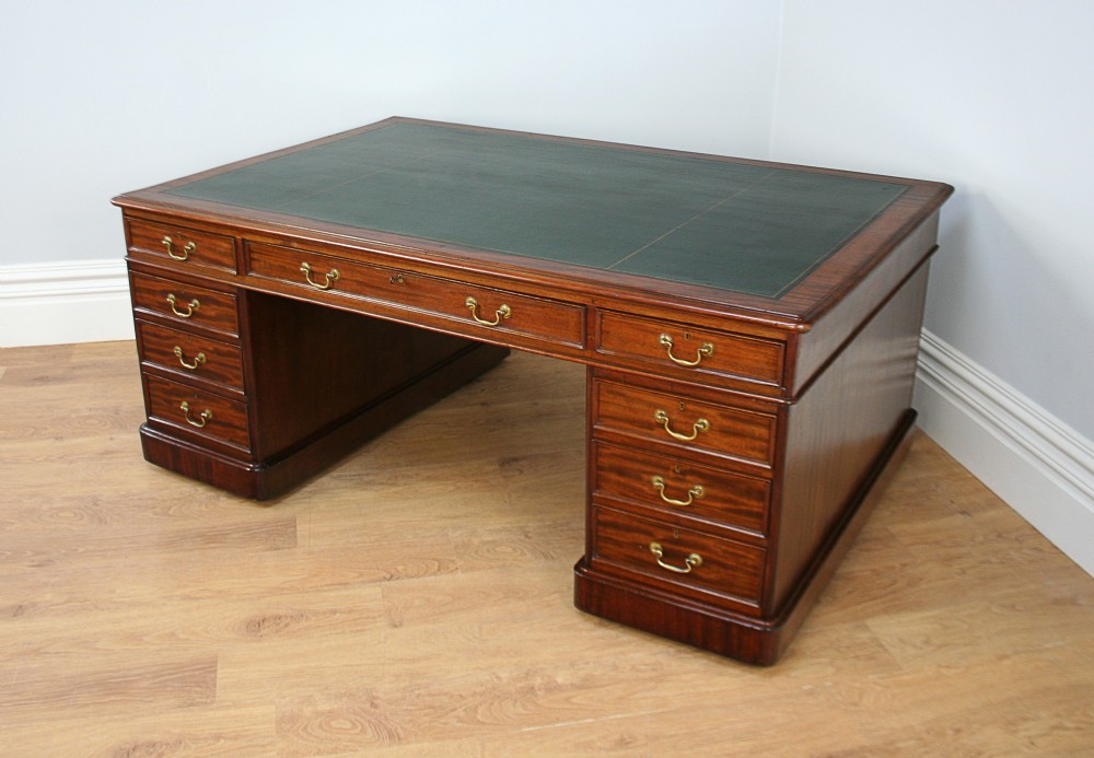 Large Victorian 6ft Mahogany Leather Partners Pedestal Desk (Circa 1860)