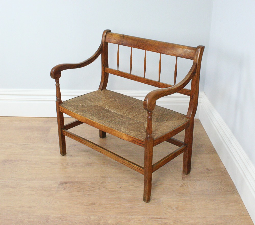 French Cherry Provincial Rush Seated Couch (Circa 1880)