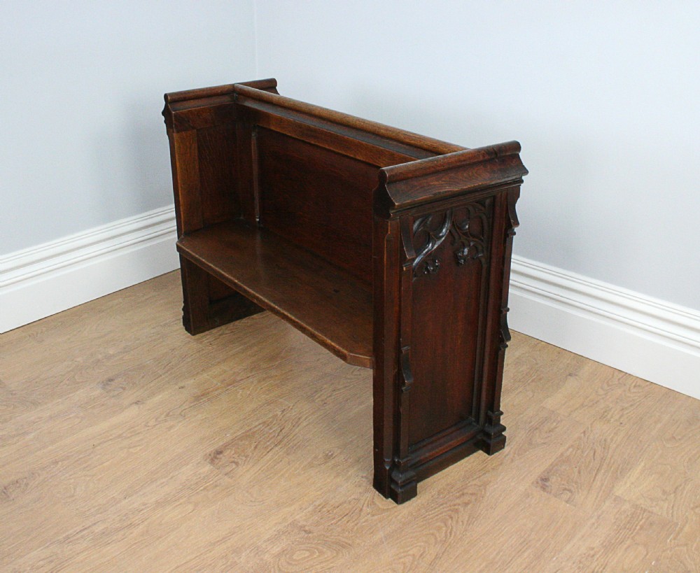 Victorian Gothic Carved Oak Pew (Circa 1860 - 1880)
