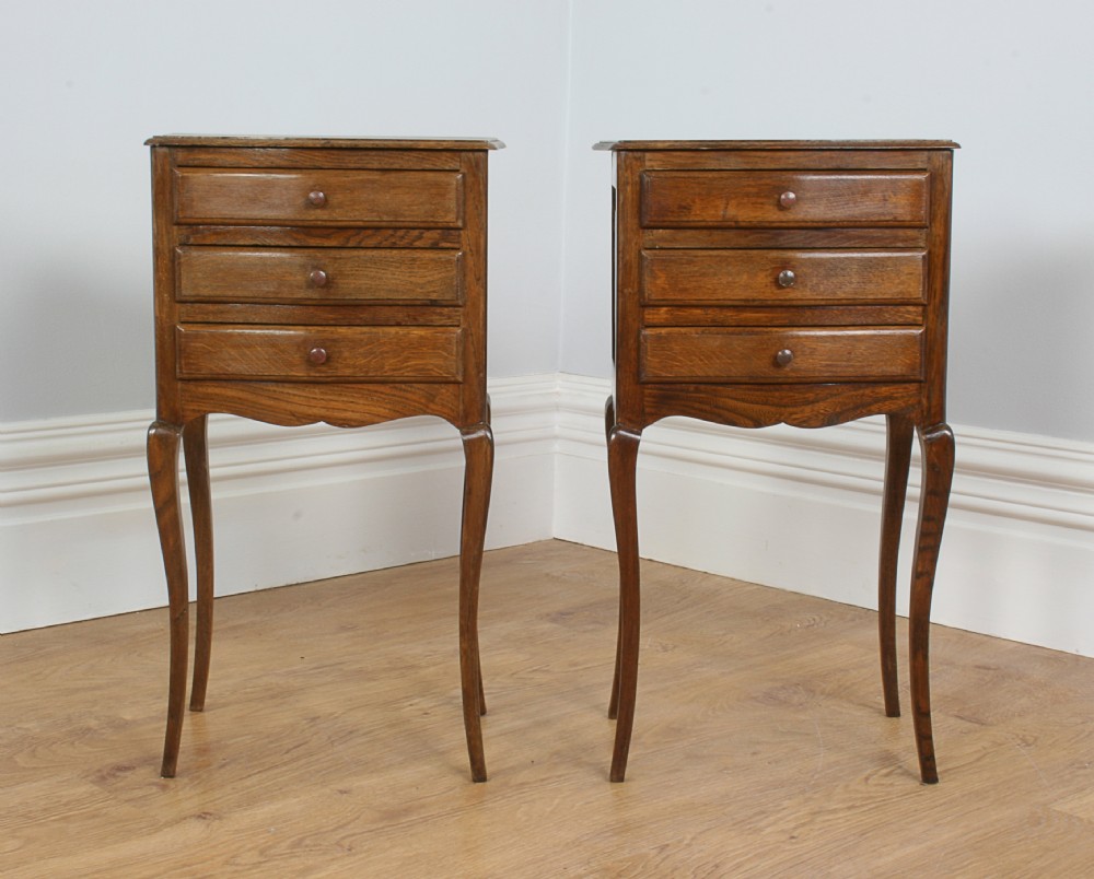 Pair of French Louis XV1 Revival Chestnut Bedside Cabinets (Circa 1920)