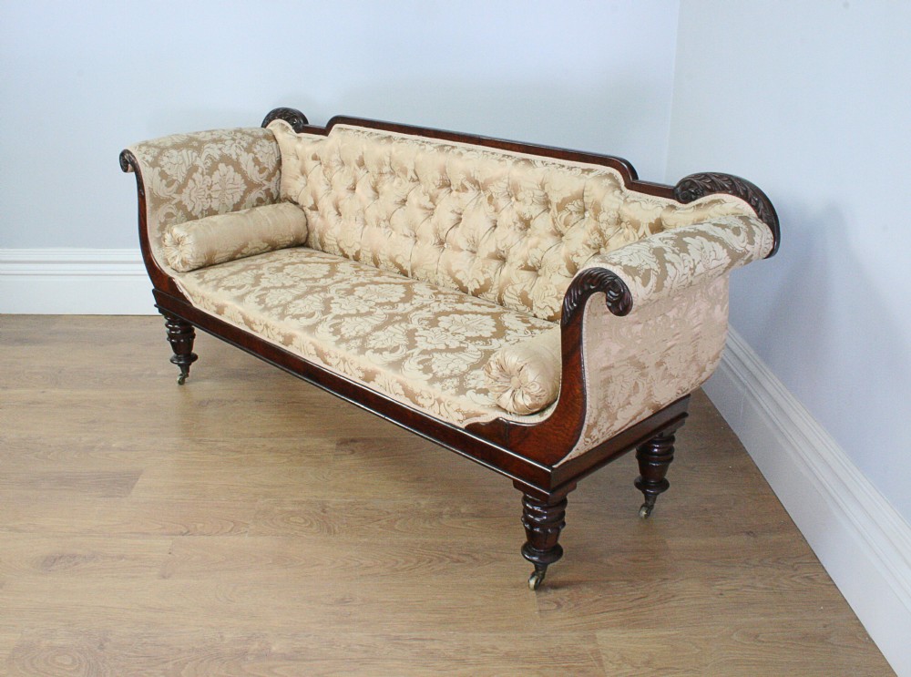 William IV Scroll End Mahogany Settee Couch (Circa 1830 - 1840)