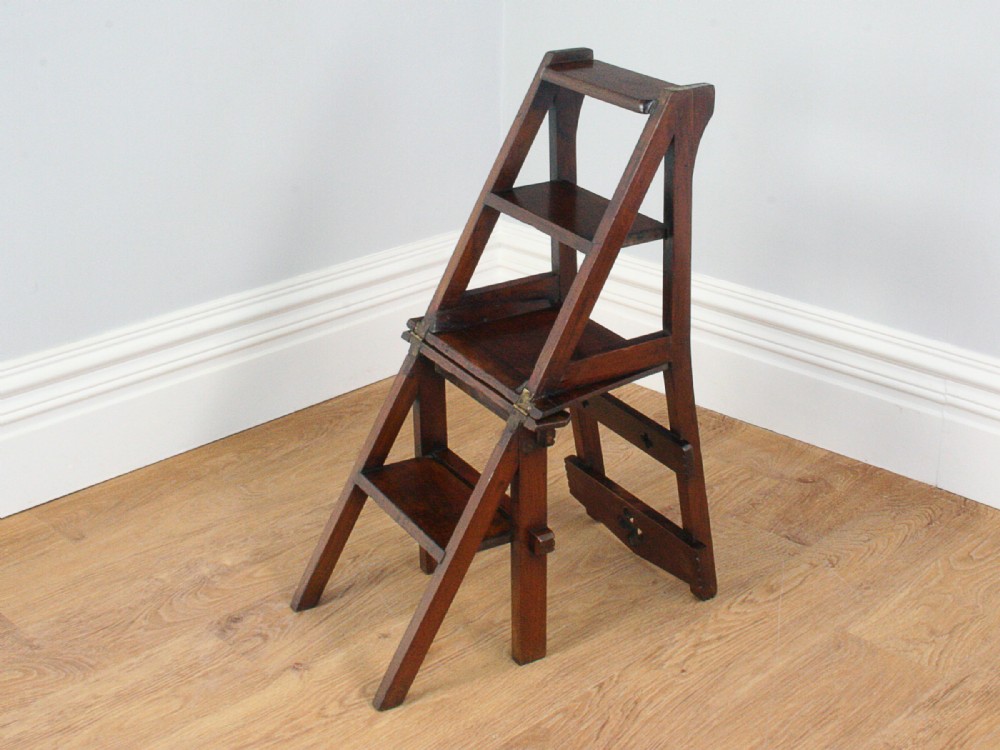 Arts & Crafts Metamorphic Mahogany Library Steps (Circa 1900)