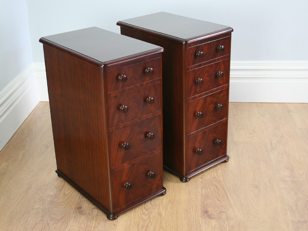 Pair of Antique Victorian Flame Mahogany Bedside Chests (Circa 1860 - 1880)