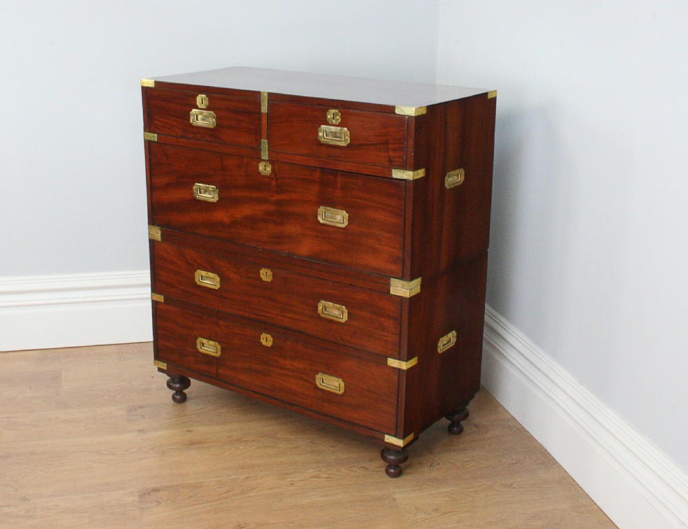 Colonial Mahogany & Brass Military Campaign Chest of Drawers (Circa 1830 - 1850)
