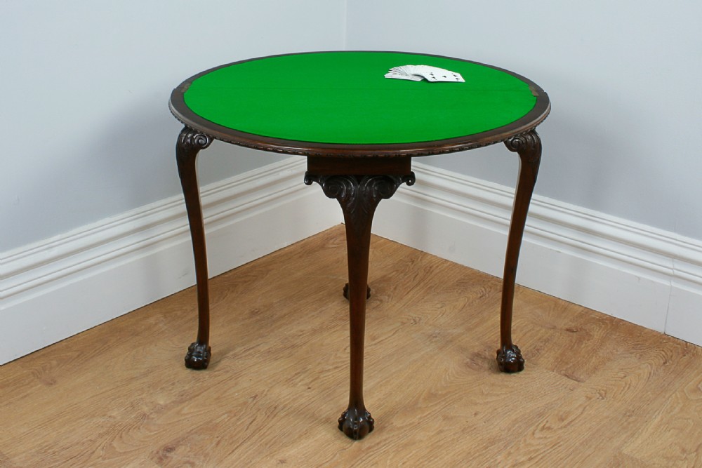 Chippendale Style Mahogany Fold Over Card Table (Circa 1900)