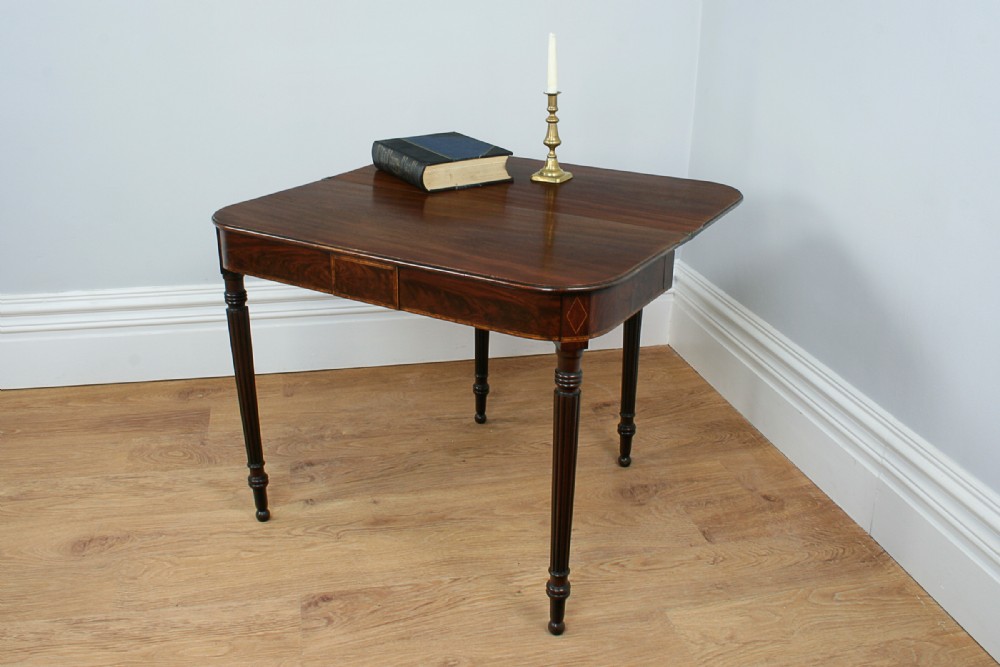 George IV Inlaid Figured Mahogany “D” End Tea Table (Circa 1830)