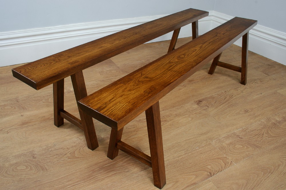Pair of 5ft 7” French Antique Provincial Chestnut Benches (Circa 1890)