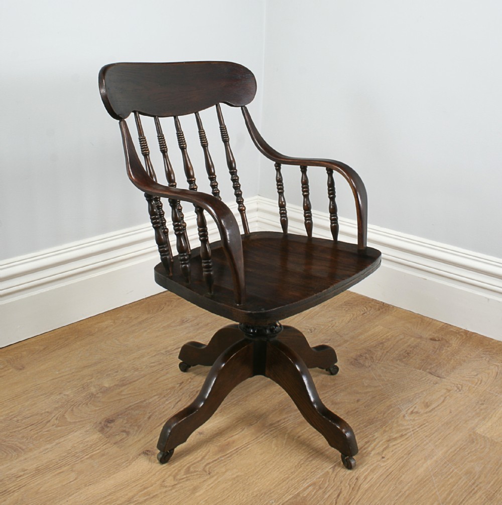 American Ash & Elm Revolving Sheriff’s Office Armchair (Circa 1890)