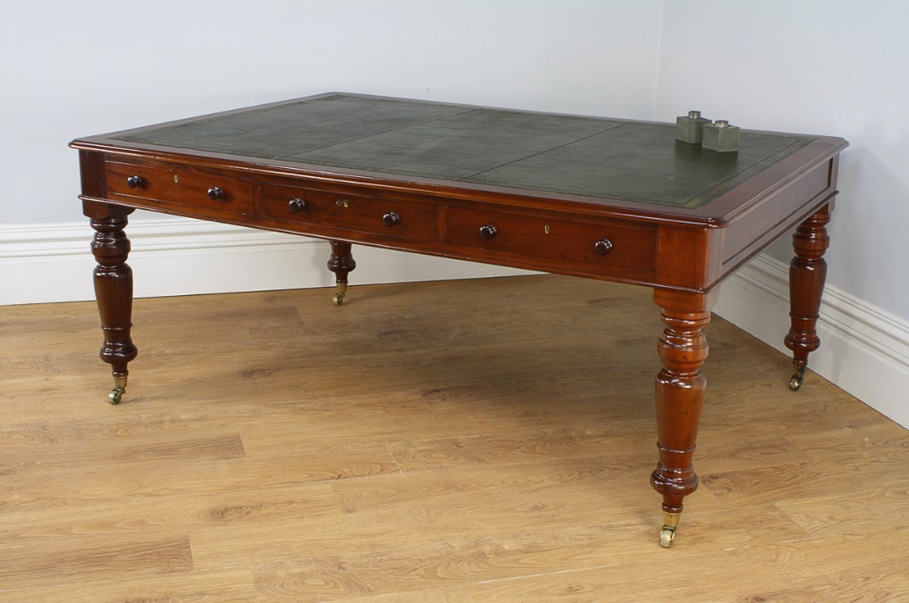 Victorian 6ft Mahogany & Leather Partners Library Table (Circa 1860)