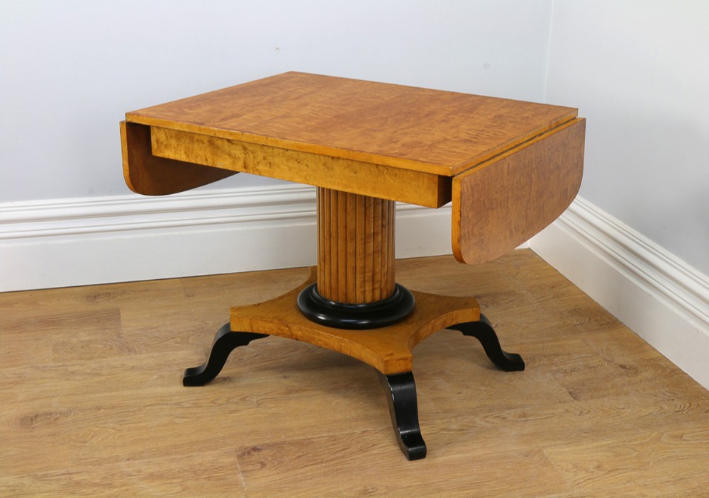 German Art Deco Biedermeier Bird’s Eye Maple Sofa Table (Circa 1930)