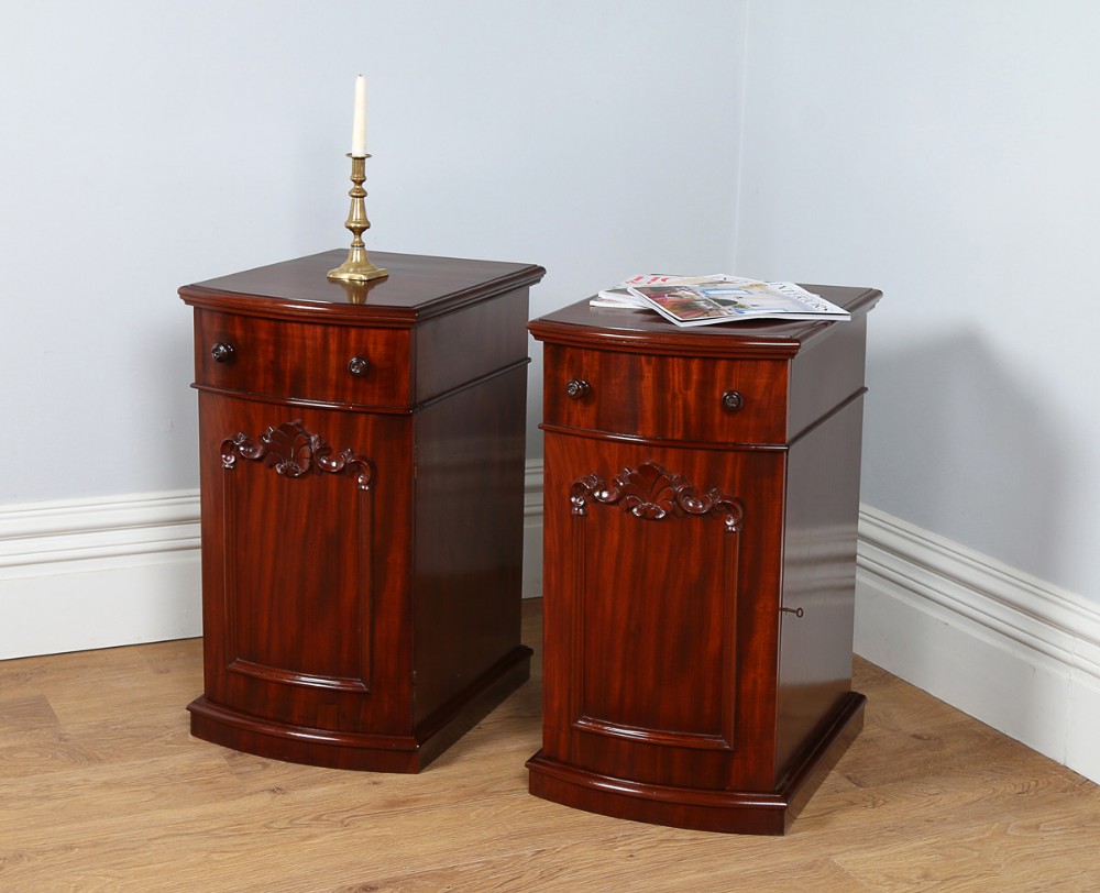 Pair of Victorian Bow Front Mahogany Bedside Cupboards (Circa 1860)