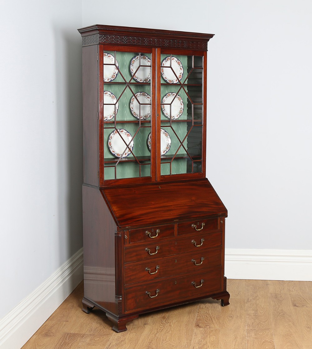George III Chippendale Revival Mahogany Bureau Bookcase (Circa 1880)