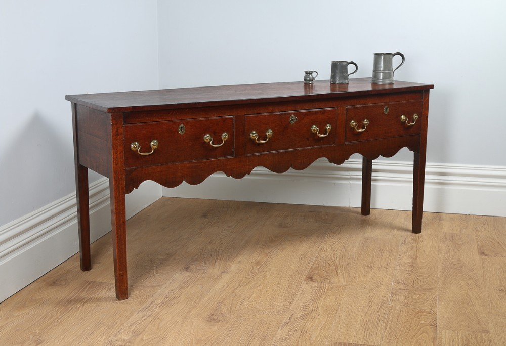 George III Oak Border Counties Dresser Base (Circa 1790)