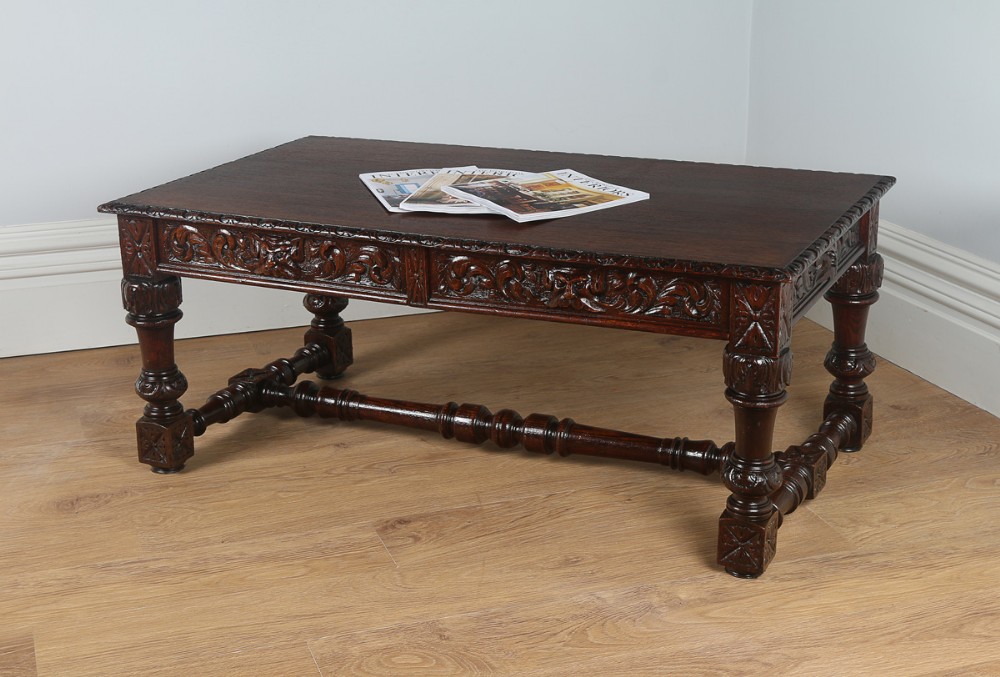 French Provincial Carved Oak Coffee Table (Circa 1860)