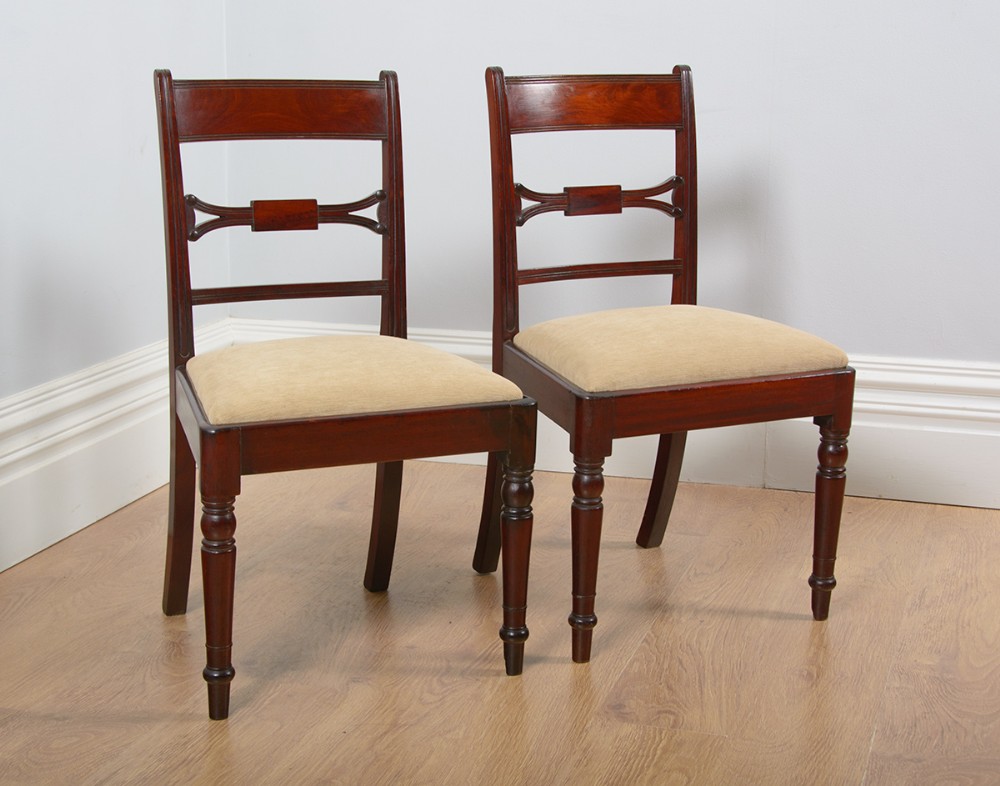 Pair of Regency Mahogany Bar Back Dining Chairs (Circa 1815)