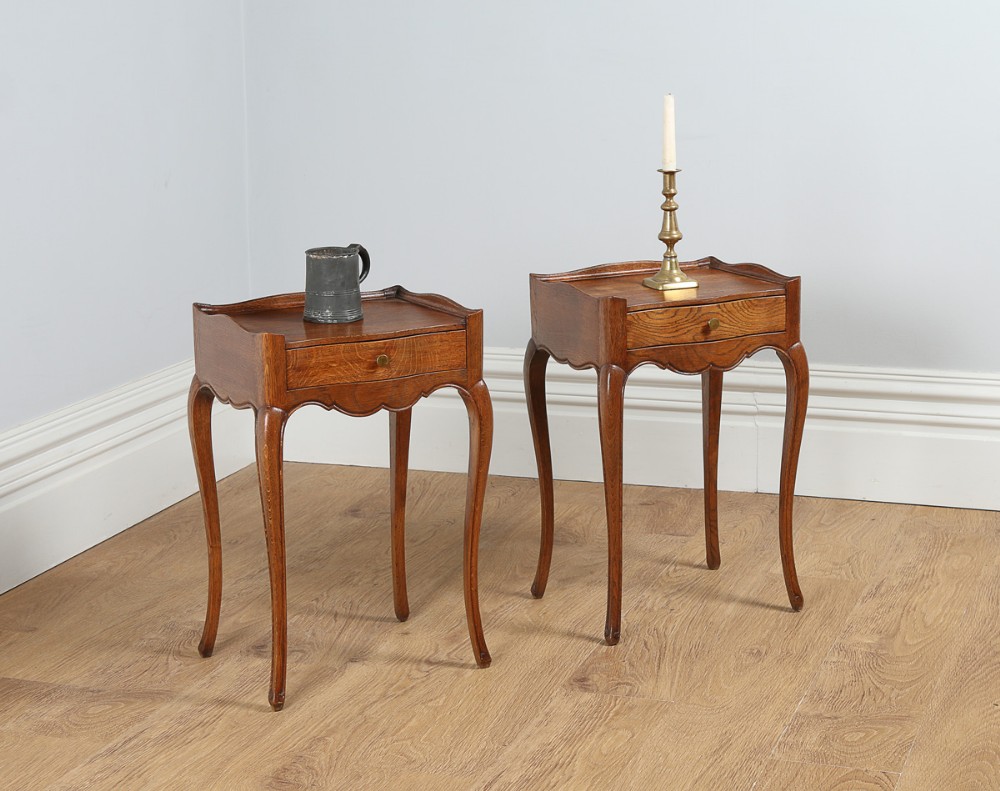Pair of French Louis XV1 Revival Oak Bedside Cabinets