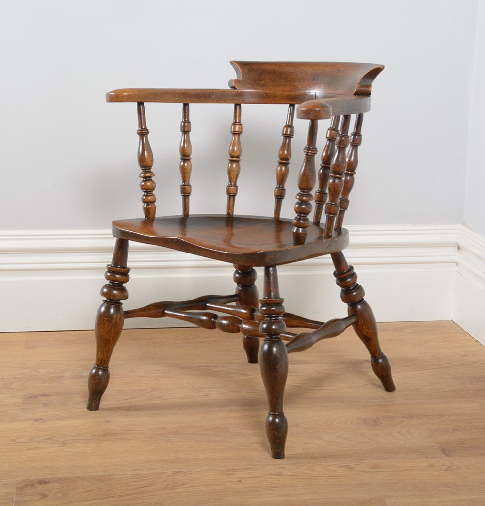 Ash & Elm Victorian Smokers’ Bow Armchair (Circa 1880)