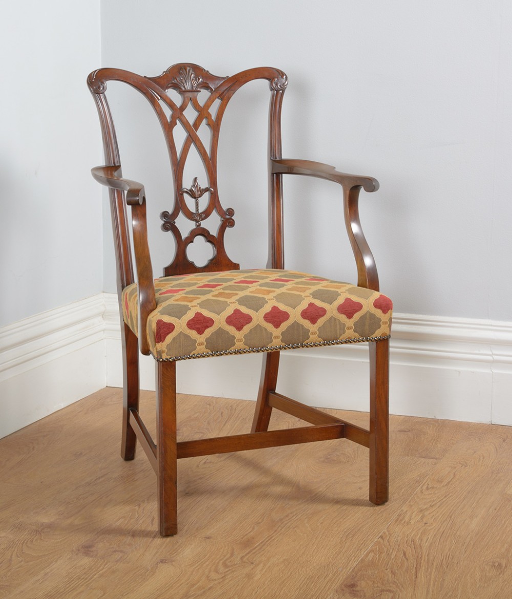 Chippendale Style Carved Mahogany Elbow Armchair (Circa 1890)