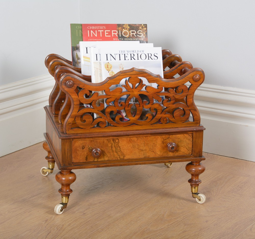 Victorian Carved Burr Walnut Canterbury (Circa 1850)